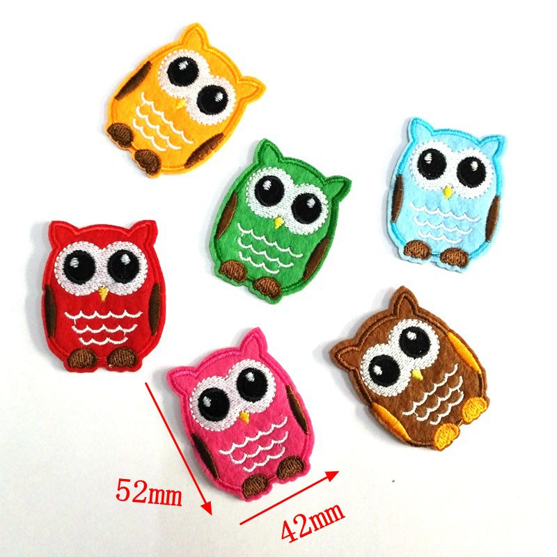 6pcs 4.2*5.3cm Owl Embroidered Iron-On Patches for Clothes Stickers Badge Applique Stripe DIY Accessories