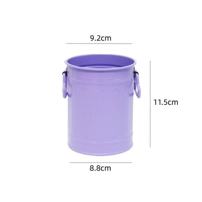 Cylindrical wrought iron pen holder DIY creative desktop storage bucket multifunctional stationery pen holder