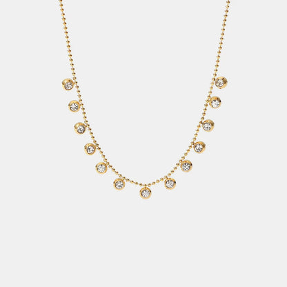 Fashionable and versatile titanium steel necklace white zircon stainless steel necklace for women