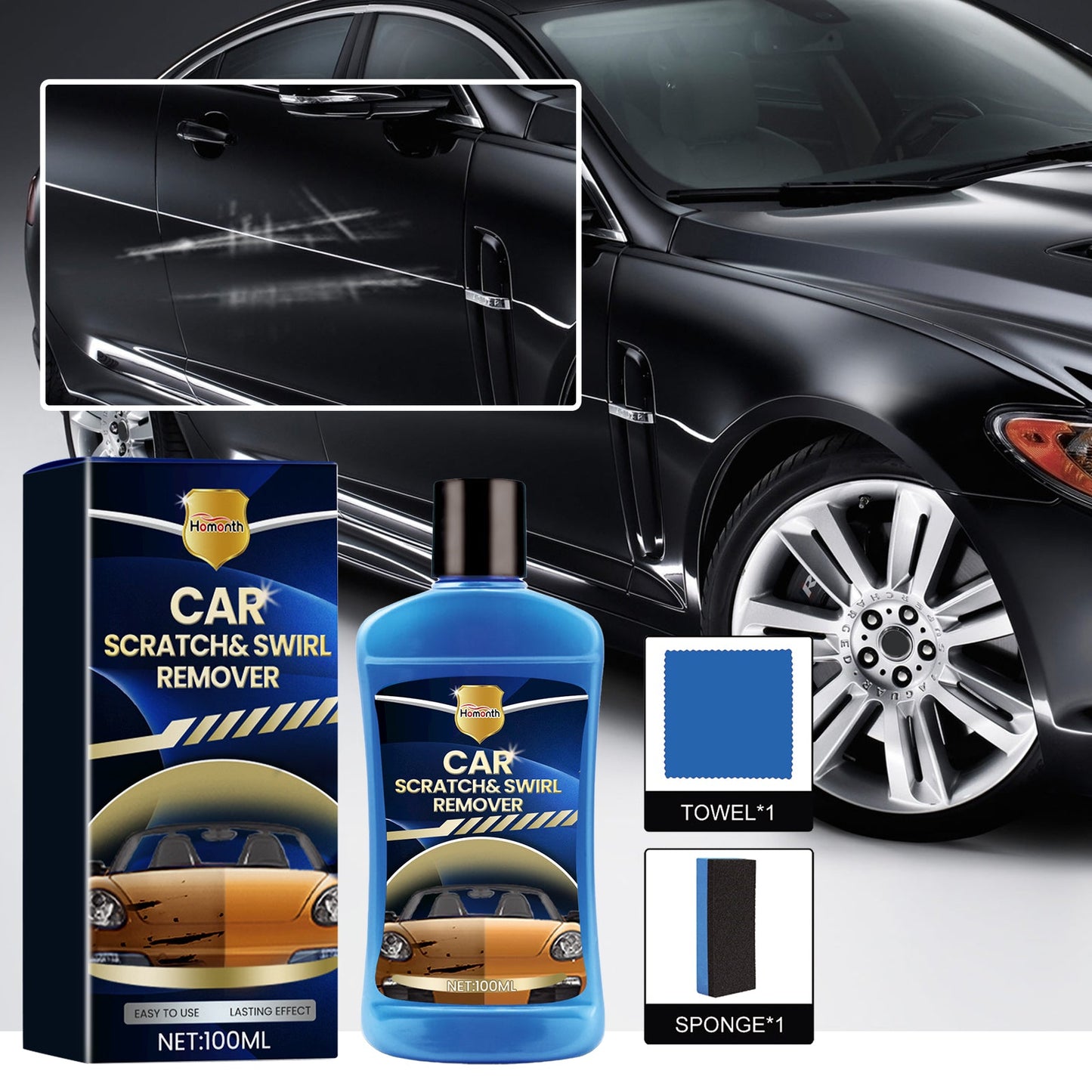Car Scratch & Swirl Remover, Car Paint Scratches Scratches Repair Cleaning And Polishing Refurbishment Maintenance Kit
