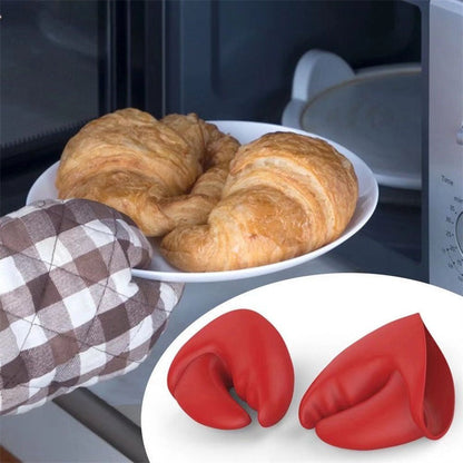 Red lobster pliers insulated gloves kitchen insulation temperature resistance thick silicone to prevent burns hand clip