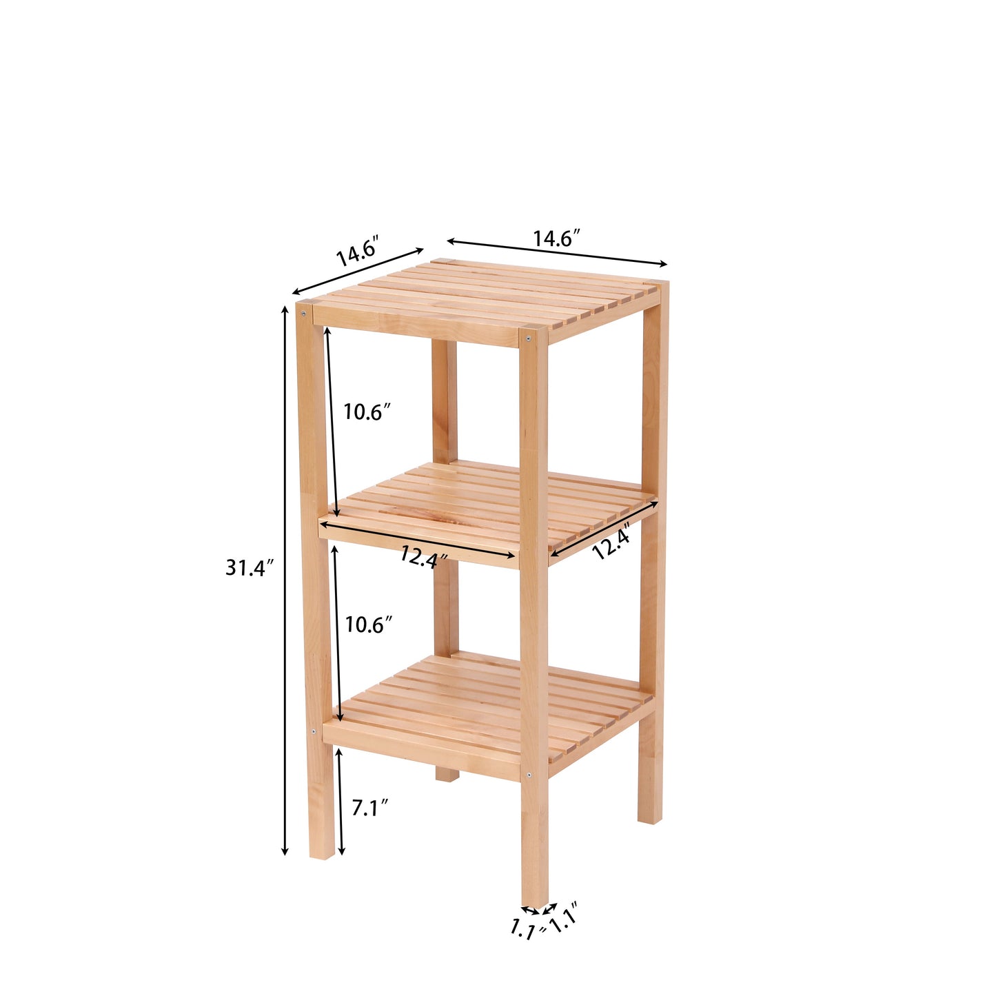3-Tier Birch Bathroom Shelf, Narrow Shelving Unit, Multifunctional Storage Rack, Corner Rack, for Kitchen, Living Room