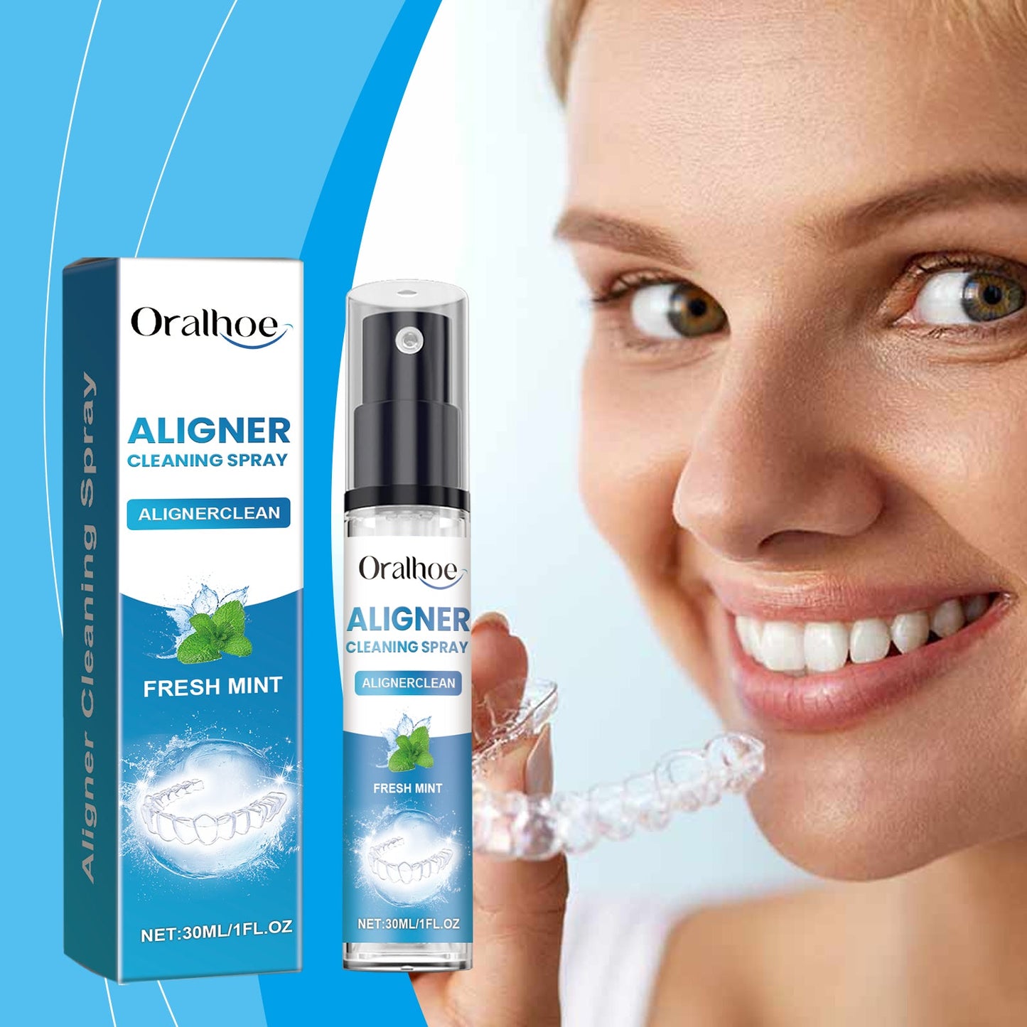 Denture Cleaner Spray, Denture Cleaner Cosmetic Teeth Denture Cleaner Spray Portable