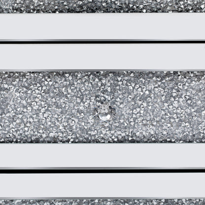 U-Can 15.7 "W silver rectangular mirror coffee table with wireless and USB charging function, LED lights, crystal style handle