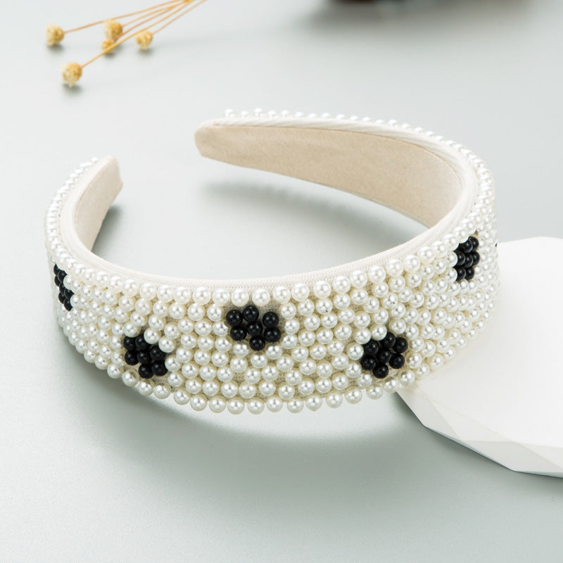 New Fashion Full Pearl Wide Edge Shampoo Headband Pressed Hair Ornament