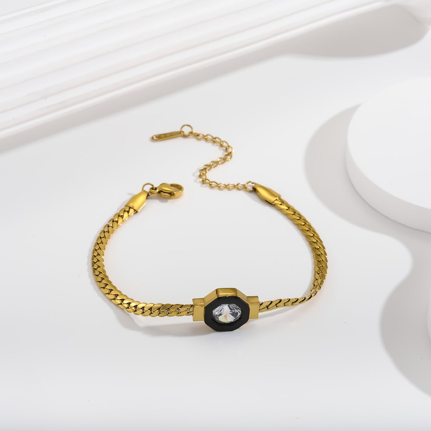 Zircon 18K Bracelet Necklace Zircon Geometry Fashion Simple Titanium Steel Bracelet