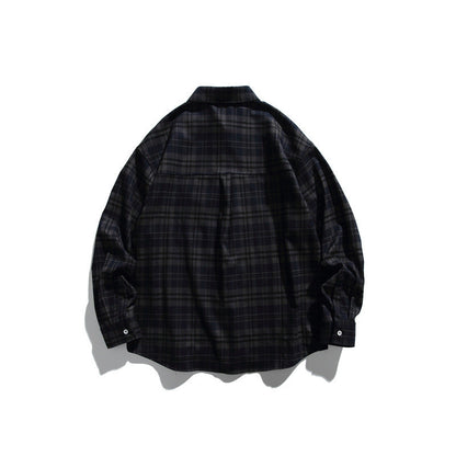 Loose casual checkered long sleeved shirt for men and women