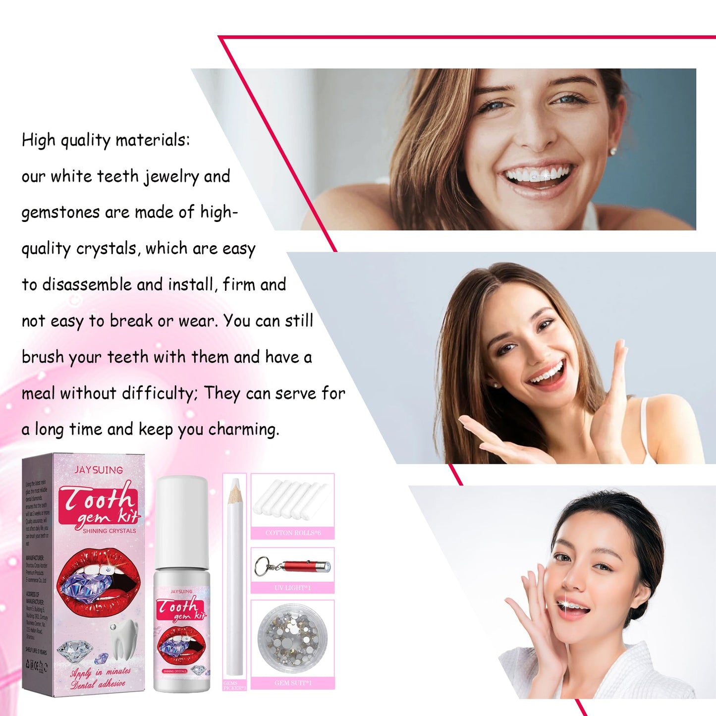 Tooth Gem Kit, Accessories Easy To Remove And Install Crystal Dental Drill Tooth Embellish Glitter Stick