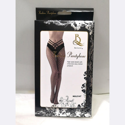 Sexy mid size mesh panties mesh socks V-waist lace sexy fishing net hollow mesh socks