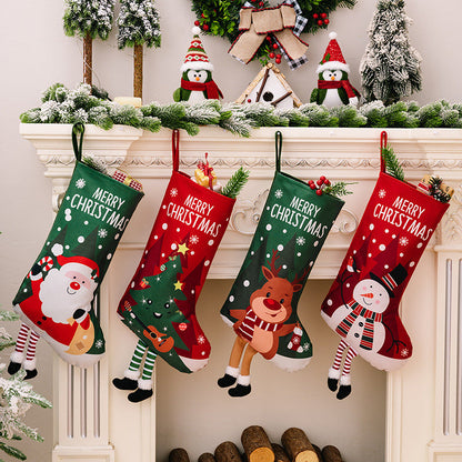 Christmas decorations, colorful prints, Christmas socks, Santa Claus gift socks, snowman gift bags, red and green leg hanging Christmas socks