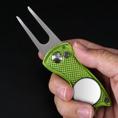 Golf Course Fork Folding Tools Metal Aluminum Handle Tools Gift Accessories Supplies