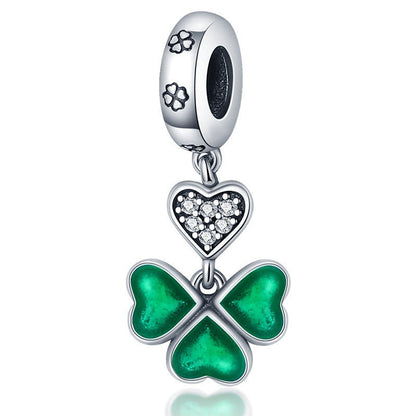 U-shaped Horseshoe Clover Wishing Tree Pendant Copper Silver Plated DIY Jewelry