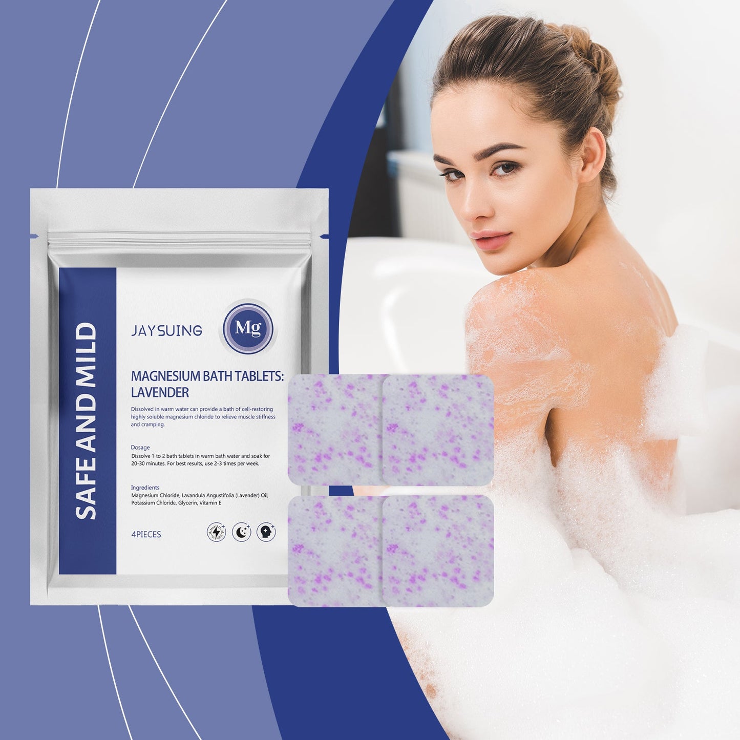 Lavender Essential Oil Magnesium Bath Tablets Moisturize And Cleanse The Body, Refreshing And Lasting