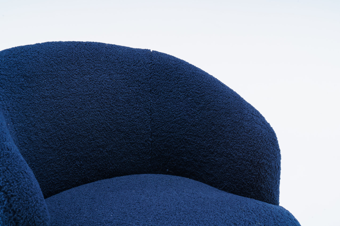 Teddy Fabric Swivel Accent Armchair Barrel Chair With Black Powder Coating Metal Ring Dark Blue