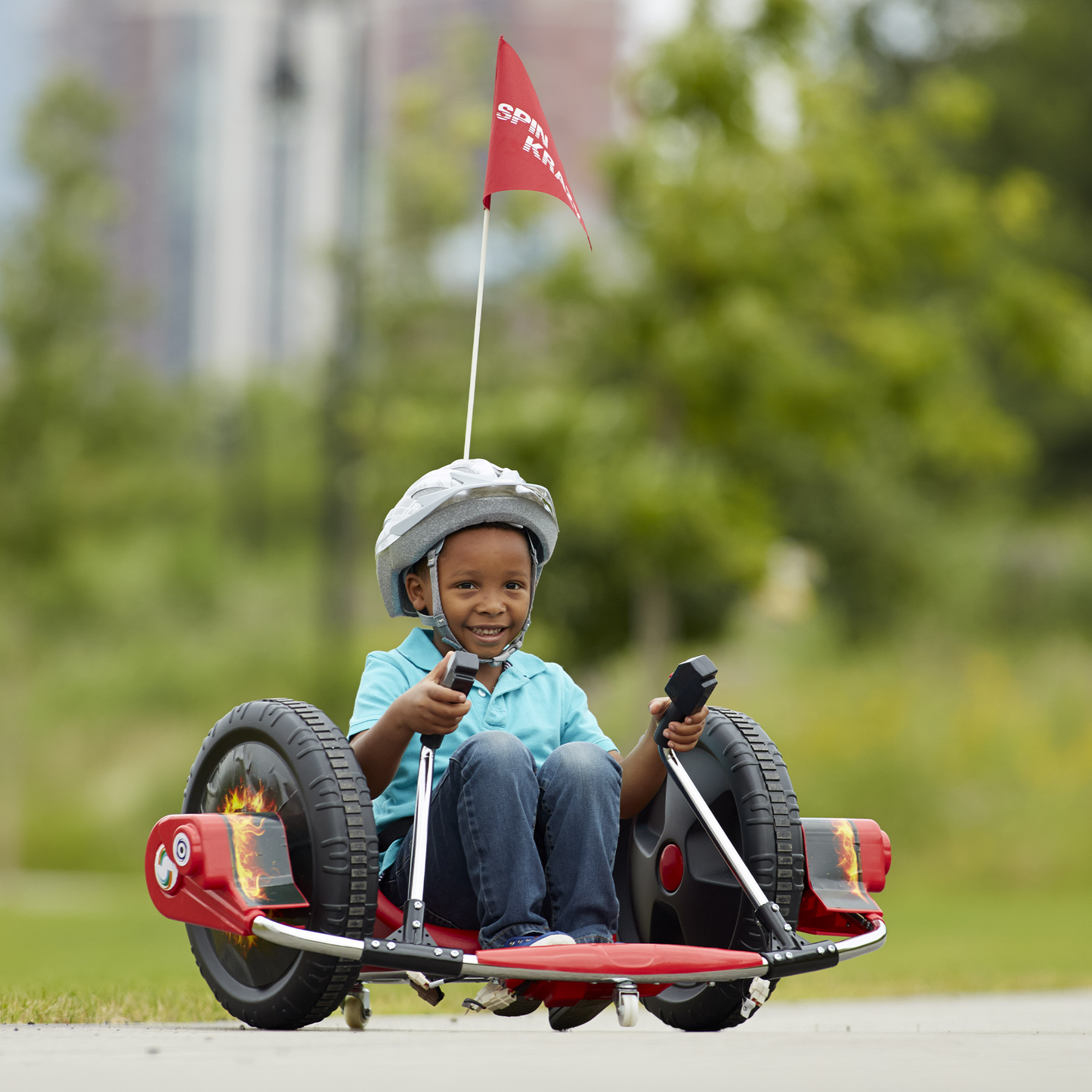 12V Kids Ride On Electric Toy,2WD,16'' exaggerated wheel,Dual handle control for 360 degree flexible steering and rotation