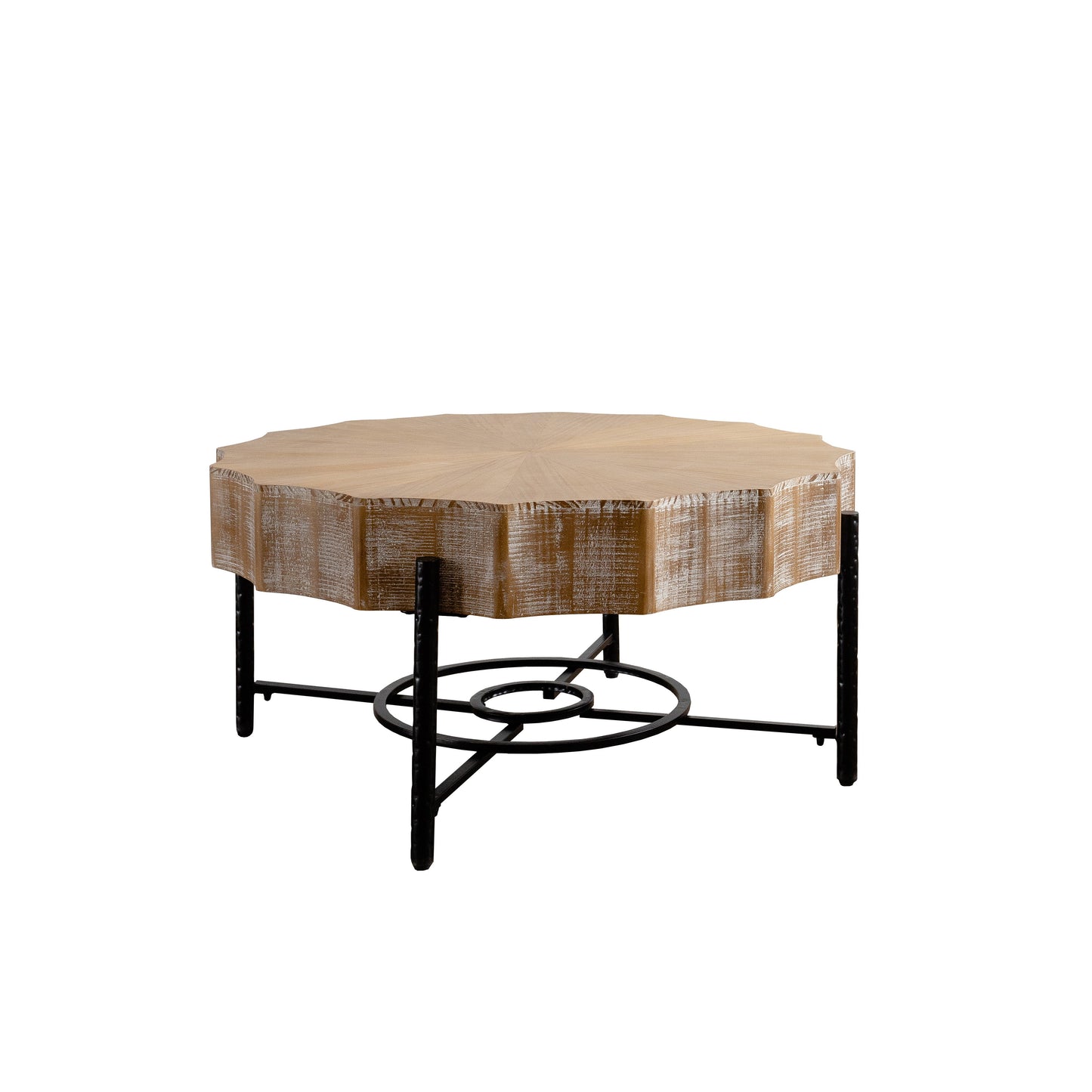 31.5 "Vintage Patchwork Lace Shape Coffee Table Cedar Coffee Table Set (Set of 2)