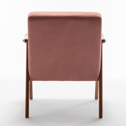 Mid-Century Modern Chair, Living Room Chair with Solid Wood Frame, Accent Chair Extra-Thick Backrest, Wingback Chair for Bedroom