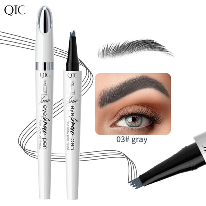 QIC ceramic white liquid four-claw eyebrow pencil wild eyebrow waterproof non-smudge four-head forked eyebrow pencil