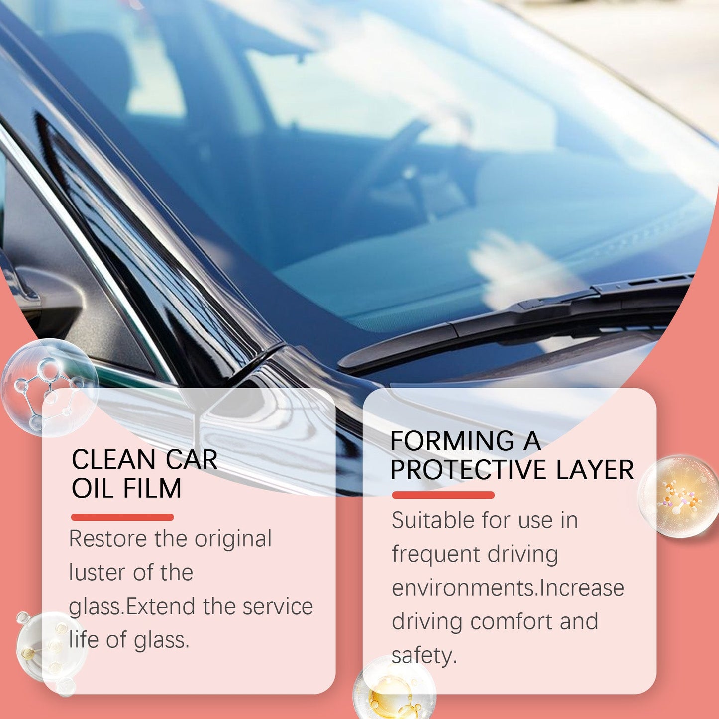 Glass Oil Film Cleaner, Automotive Windshield Bright Cleaning Coating Crystal Plating Agent Oil Film Decontamination