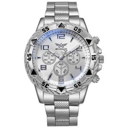 Men's casual sports men's watch steel strap quartz watch large dial
