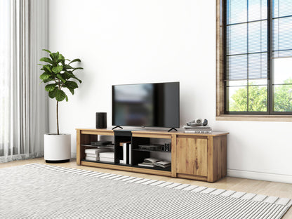 ModernTV stand suitable for TVs under 80 inches, media console with multifunctional storage, and LED lights