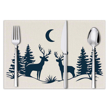 Christmas placemat reindeer print decoration insulation mat kitchen dining table coaster