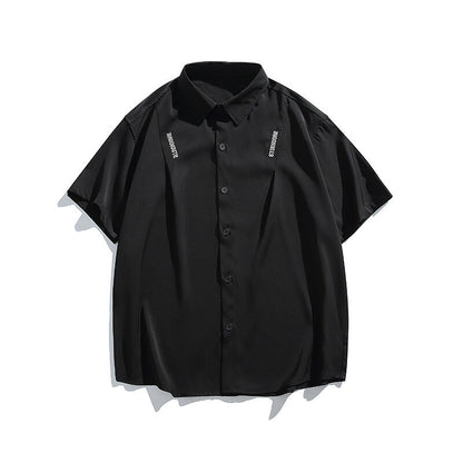 Letter embroidery loose casual short sleeved shirt for men