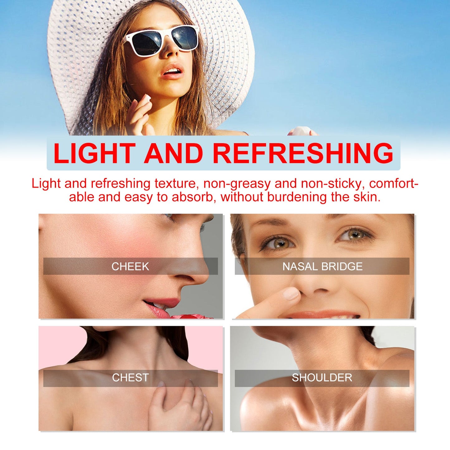 Cotton Soft Protective Rod, Summer Outdoor Resist Uv Moisturizing Refreshing Non-Sticky Comfortable Skin Feeling