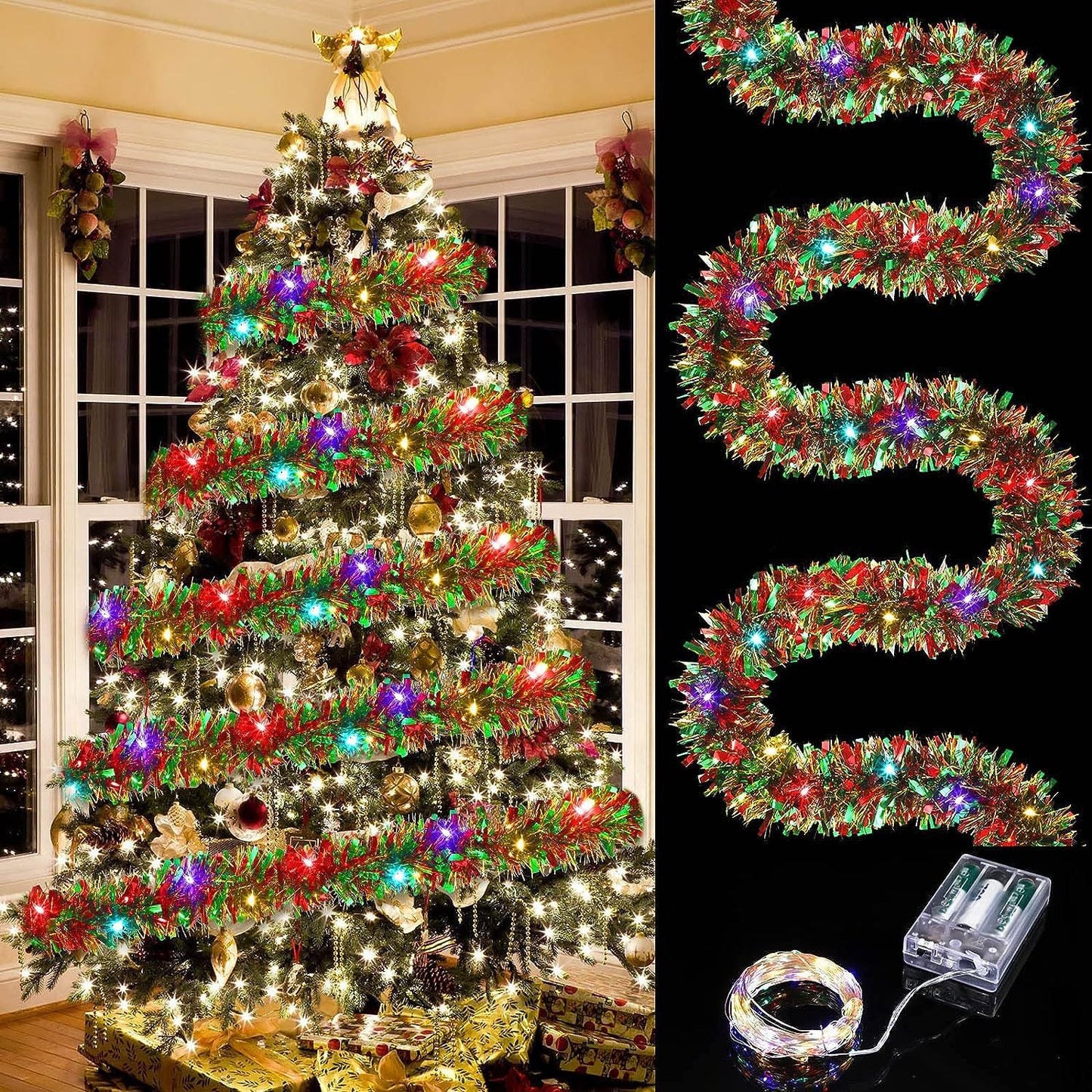 Christmas decoration ribbon, Christmas party atmosphere, venue arrangement, floral and madder hair strips