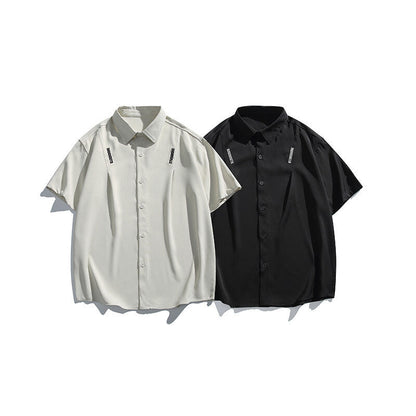 Letter embroidery loose casual short sleeved shirt for men