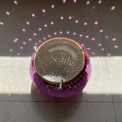 Disco Ball Planter Hanging Mirror Spherical Plastic Flower Pot Horticultural Hanging Basket