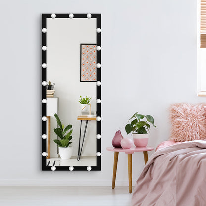 63x24 inch illuminated full body makeup mirror with 3 color modes. Makeup room bedroom wall mounted touchscreen floor mirror i