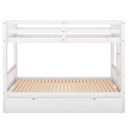 Twin over Pull-out Bunk Bed with Trundle  White