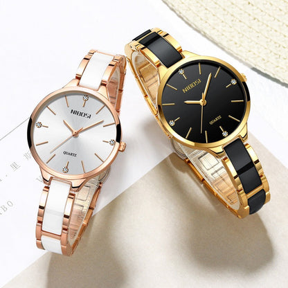 NIBOSI Luxury Ceramic Bracelet Watches Ladies Creative Quartz Watch For Women Female Clock Relogio Feminino Montre Femme 2330