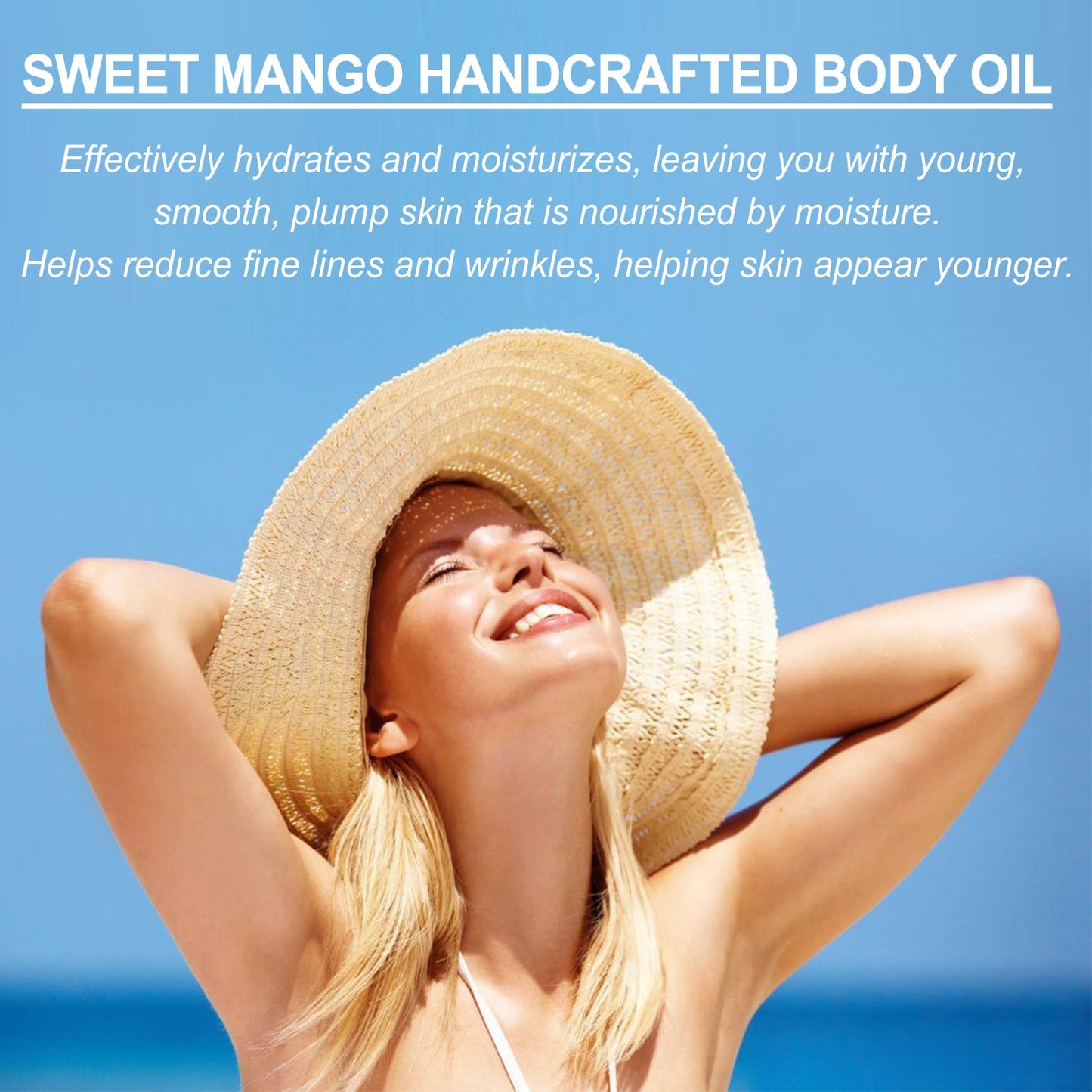 Sweet Mango Handcrafted Body Oil, Facial Skin Care Oil For Smoothing Fine Lines And Wrinkles Under Eyes