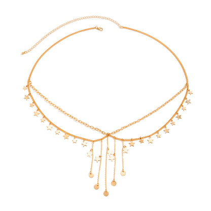Metal Star Butterfly Waist Chain Beach Wind Pearl Tassel Body Chain