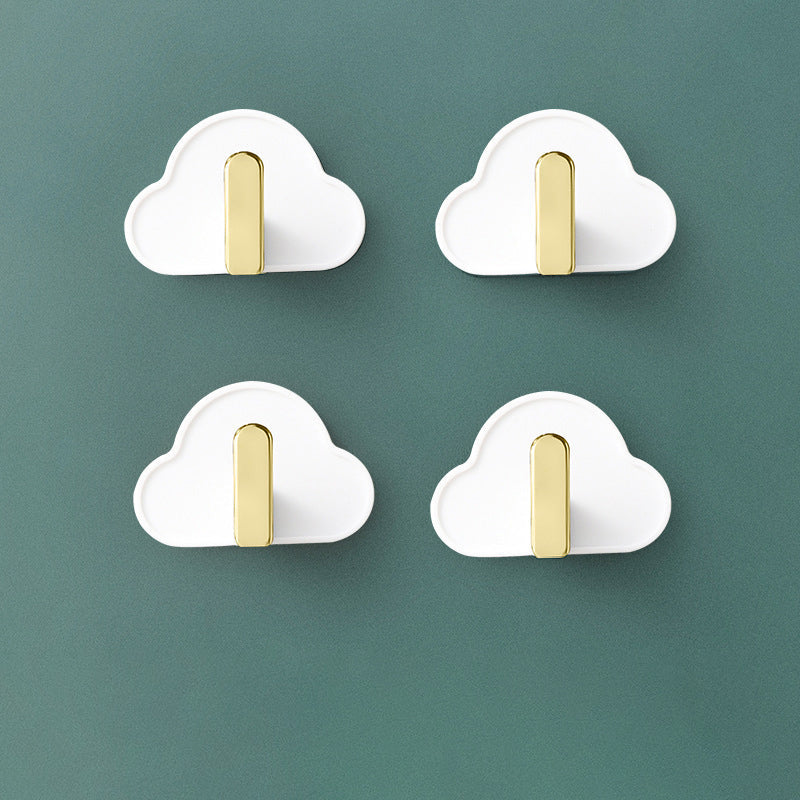 Light Luxury Paste Cloud Sticky Hook Strong Viscose Punch-Free Hook Wall Hanging Traceless Hook Key Hook 4pcs