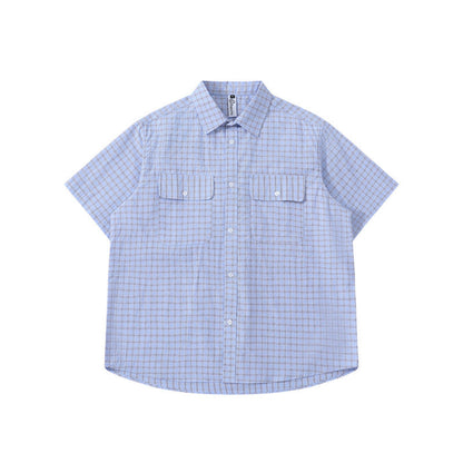 Striped pocket short sleeved shirt