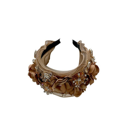 Fabric Flower Heavy Industry Wide Edge Crystal Super Immortal Women's Headband Headwear