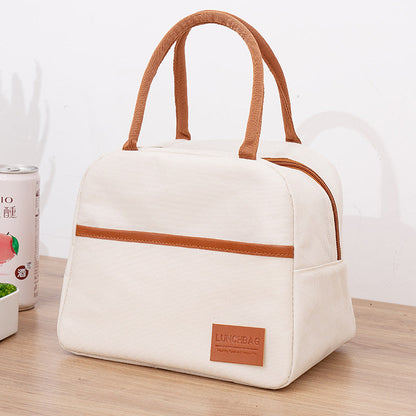 Simple style trendy thick waterproof lunch bag insulation fresh portable Oxford cloth lunch bag storage picnic bag