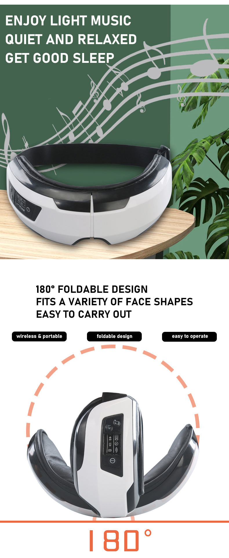 Eye Massager Vibration Therapy Air Pressure Heating Massage Relax Health Care Fatigue Stress Bluetooth Music Improve Vision