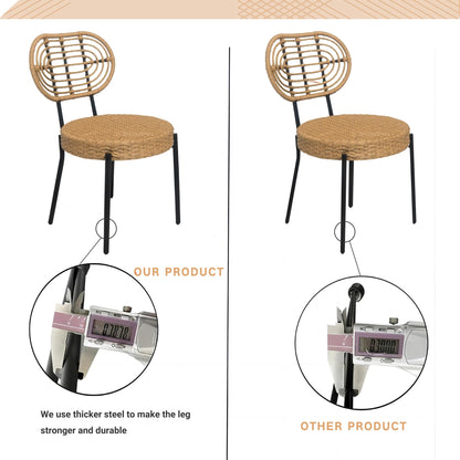 3 Pieces Of Luxury Outdoor Wicker Furniture - Patio Bistro Style Table And Chair Combination