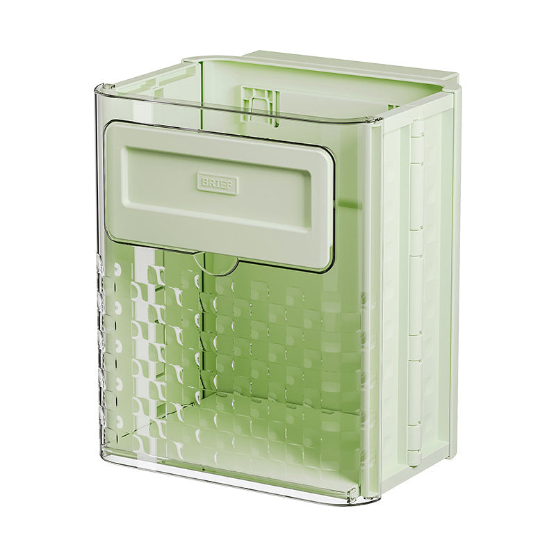 Kitchen folding trash can wall hanging large caliber leftovers bin transparent thickened folding trash can