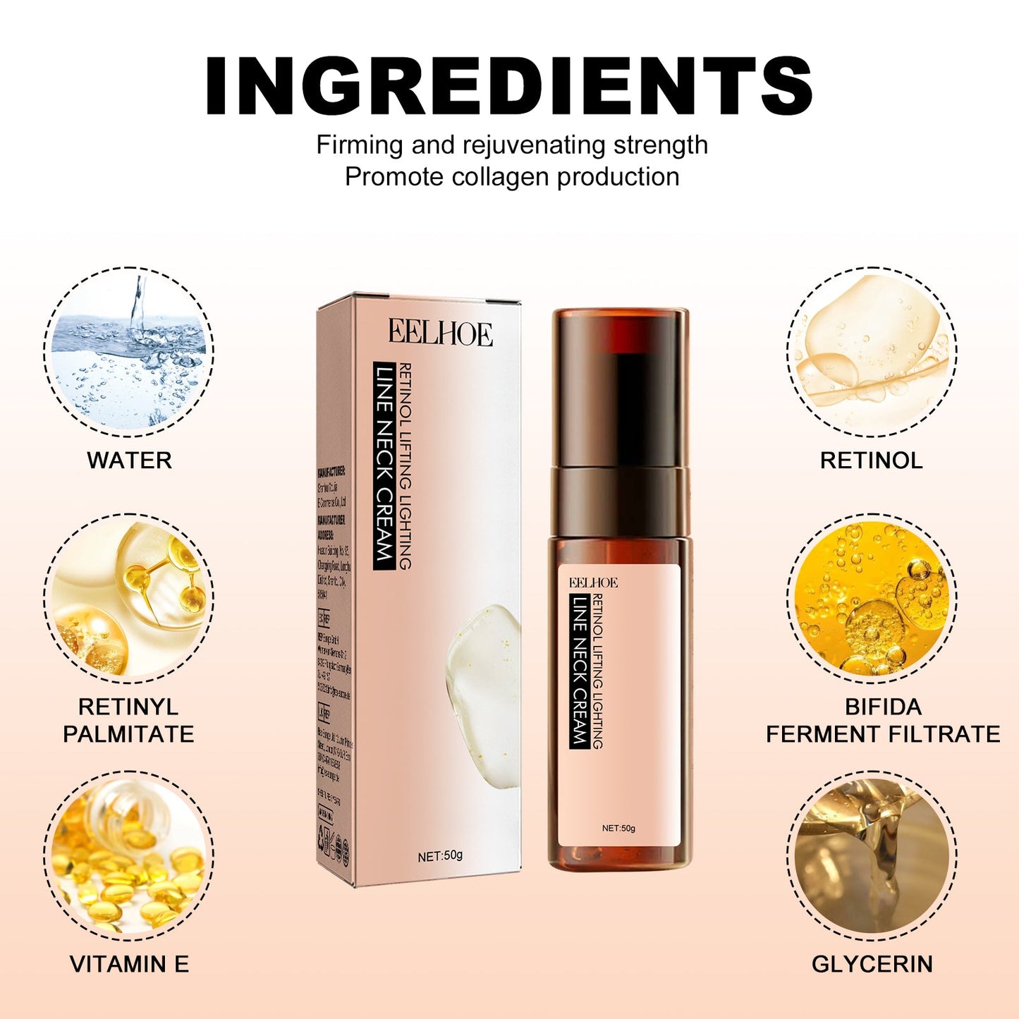 Retinol Anti-Wrinkle Neck Cream, Lighten Neck Lines Moisturizing, Hydrating, Firming And Brightening Skin Neck Cream