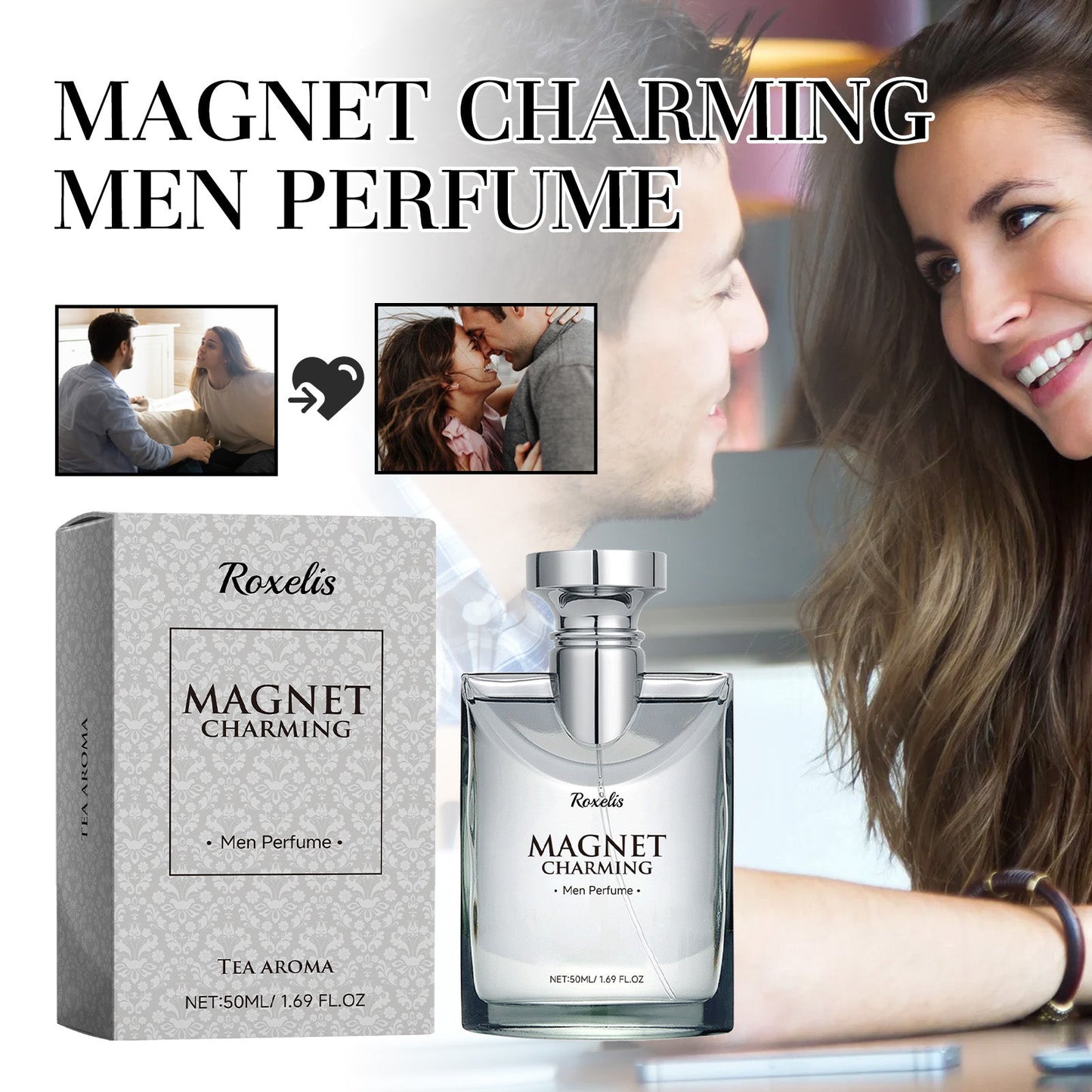 Magnet Charming Men Perfume, Tea Fragrance Natural Fresh Fragrance Release Charm Couple Dating Men Atmosphere Niche Perfume