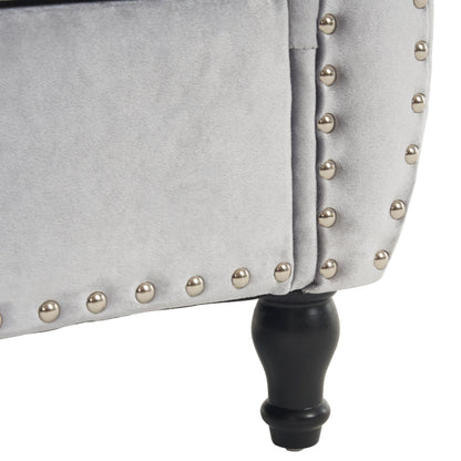Velvet Multifunctional Storage Rectangular ottoman bench with 1 Pillow, grey