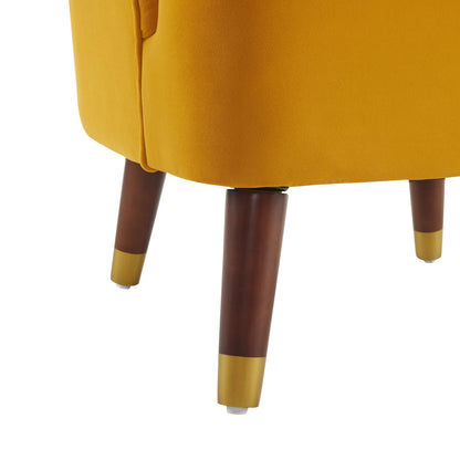 Upholstered Barrel Accent Chair With Wooden Legs