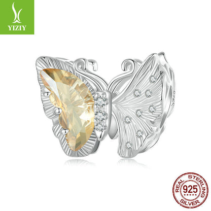 Yinziyun Original Ginkgo Butterfly DIY Bracelet Beads Forest Romantic Golden Butterfly s925 Pure Silver Beads
