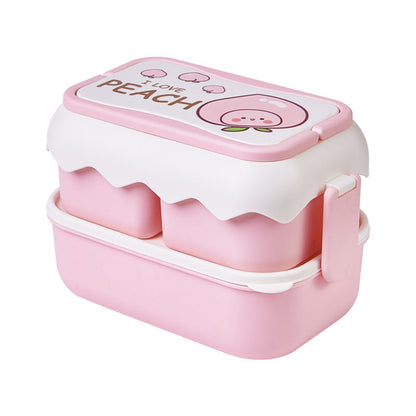 ins cartoon cute microwaveable large capacity double-layer portable lunch box lunch box