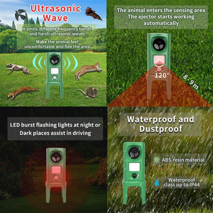 Solar mouse repeller, outdoor multi-floor cat repeller, LED explosion ultrasonic dog repeller